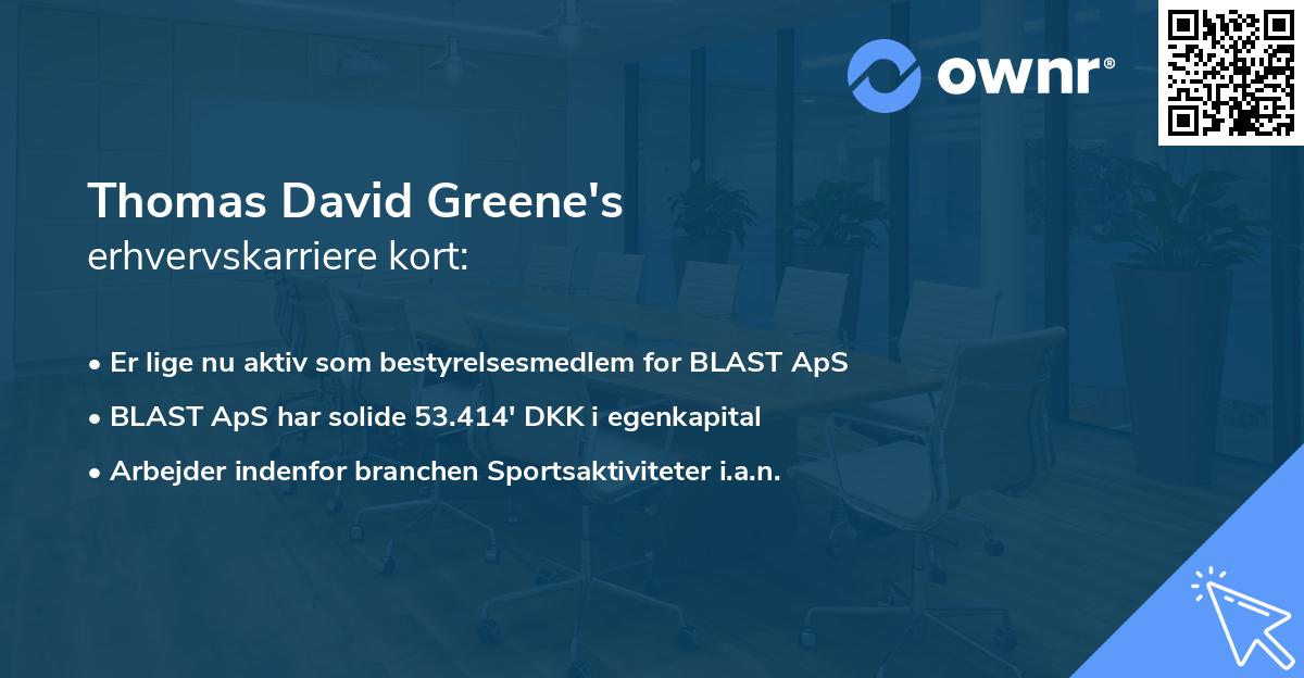 Thomas David Greene's erhvervskarriere kort