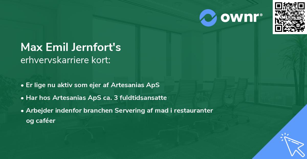 Max Emil Jernfort's erhvervskarriere kort