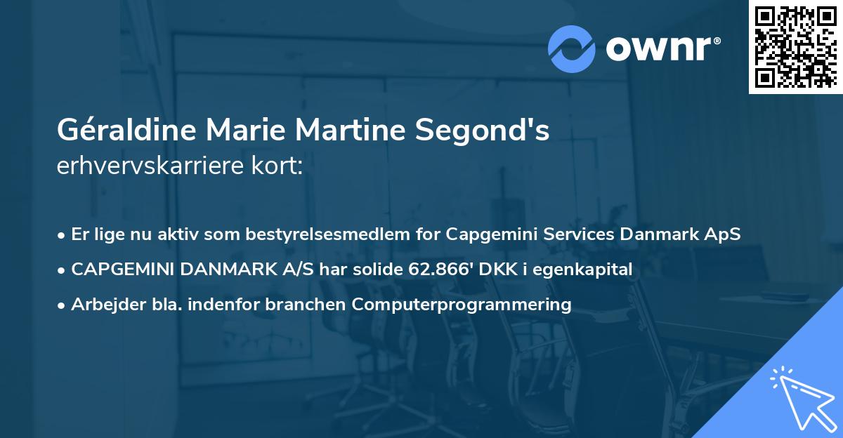 Géraldine Marie Martine Segond's erhvervskarriere kort