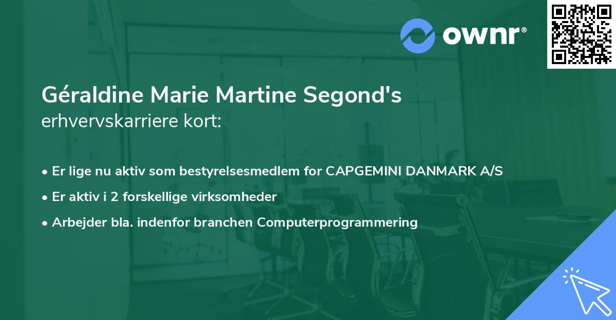 Géraldine Marie Martine Segond's erhvervskarriere kort