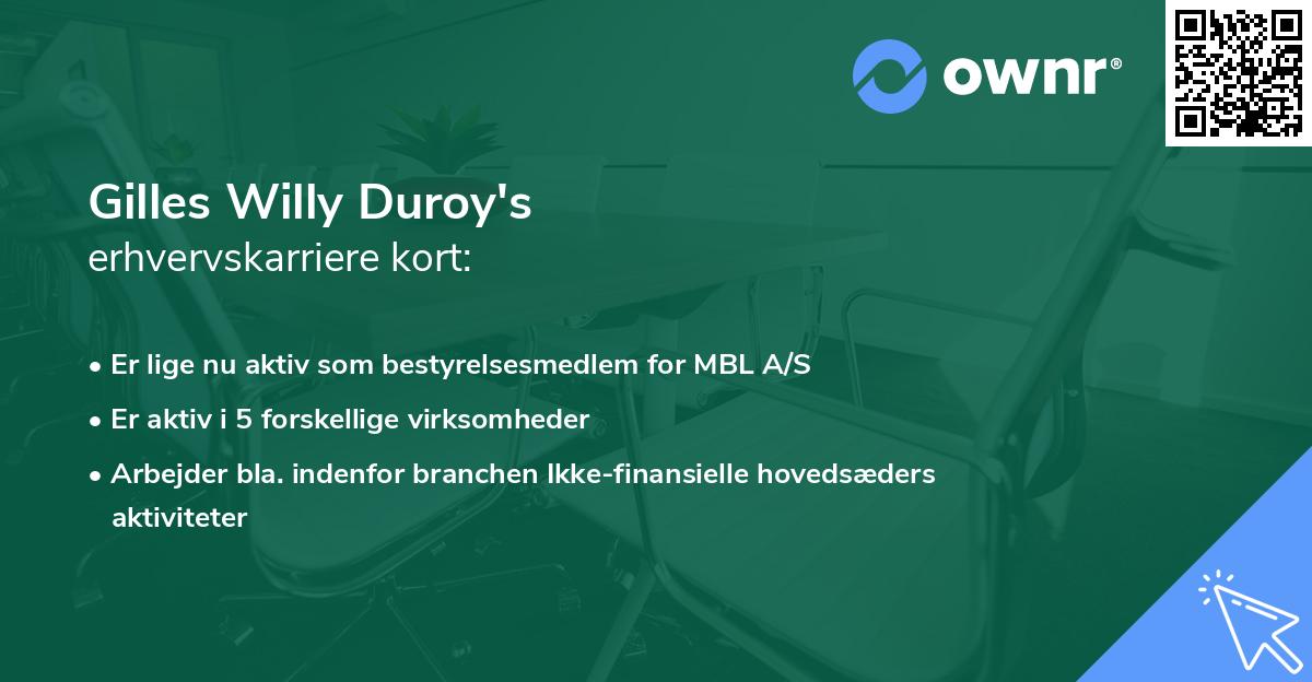 Gilles Willy Duroy's erhvervskarriere kort