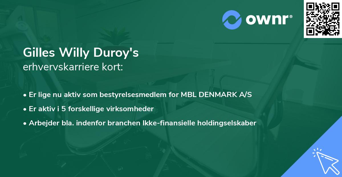 Gilles Willy Duroy's erhvervskarriere kort