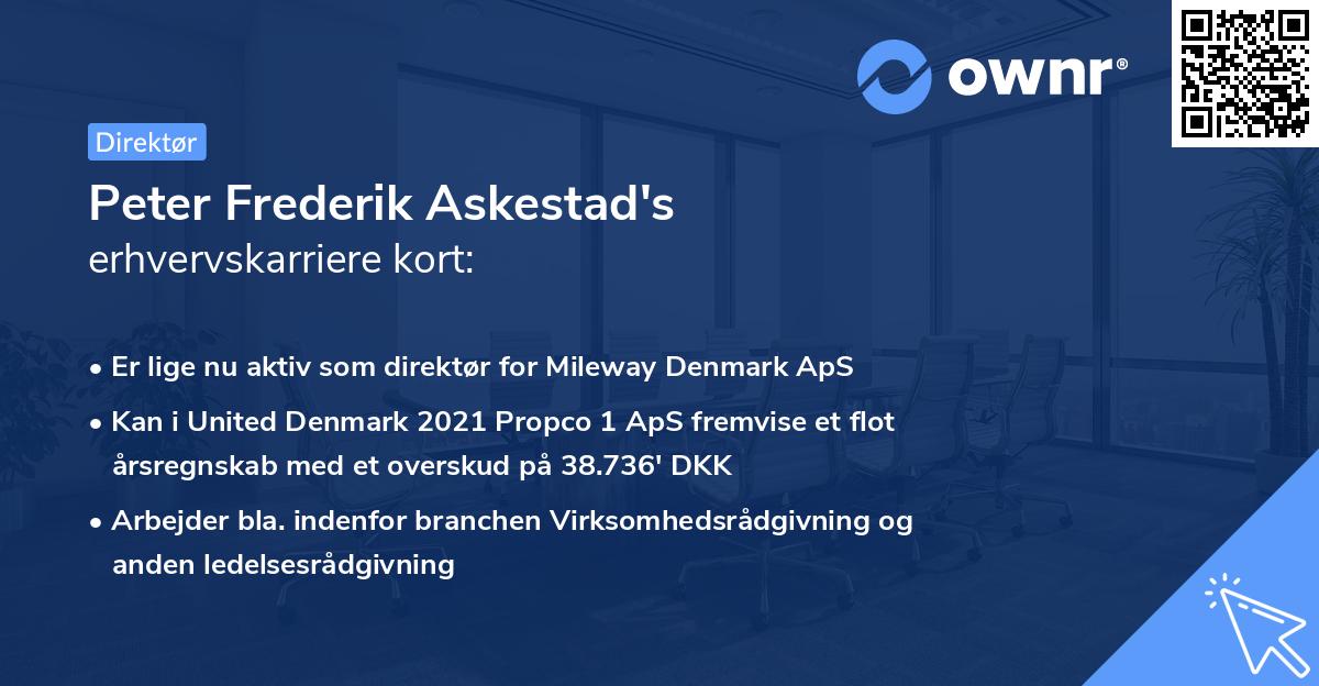 Peter Frederik Askestad's erhvervskarriere kort