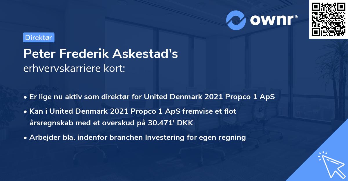 Peter Frederik Askestad's erhvervskarriere kort
