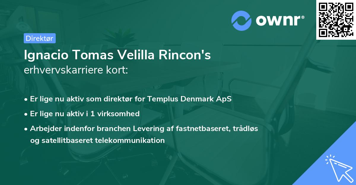 Ignacio Tomas Velilla Rincon's erhvervskarriere kort
