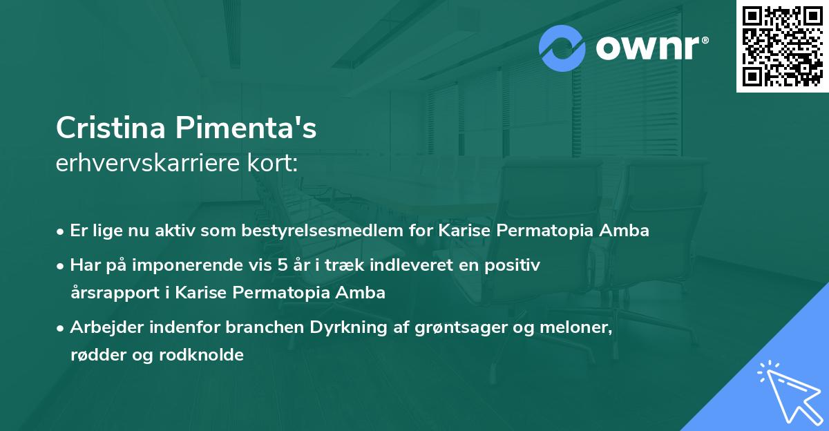 Cristina Pimenta's erhvervskarriere kort