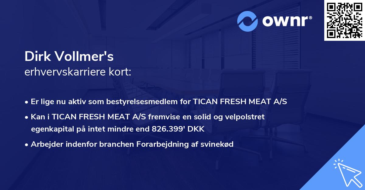 Dirk Vollmer's erhvervskarriere kort