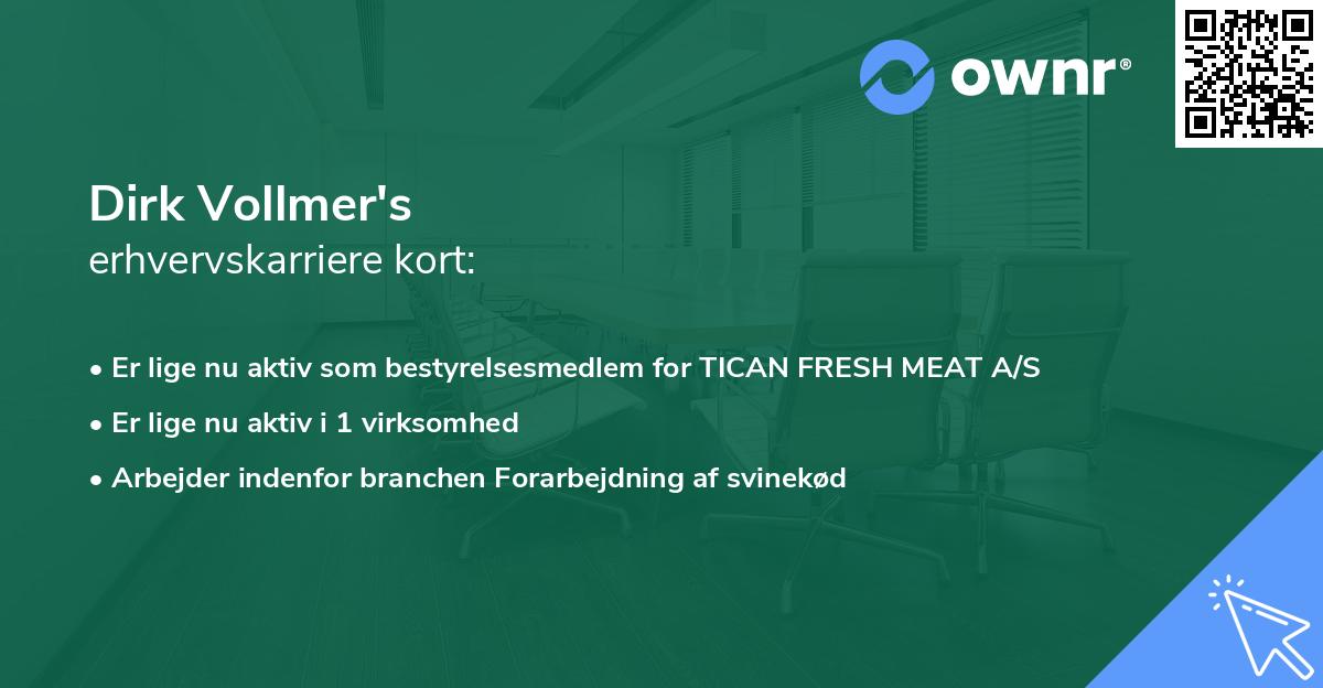 Dirk Vollmer's erhvervskarriere kort