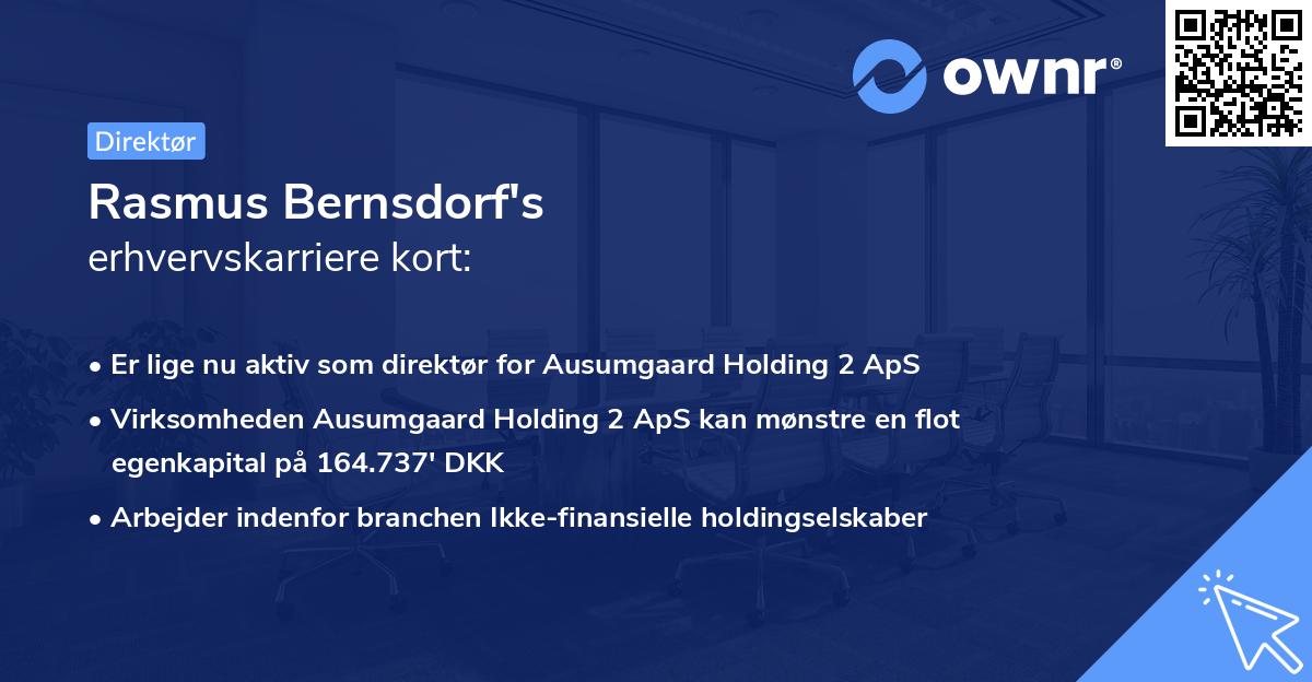 Rasmus Bernsdorf's erhvervskarriere kort