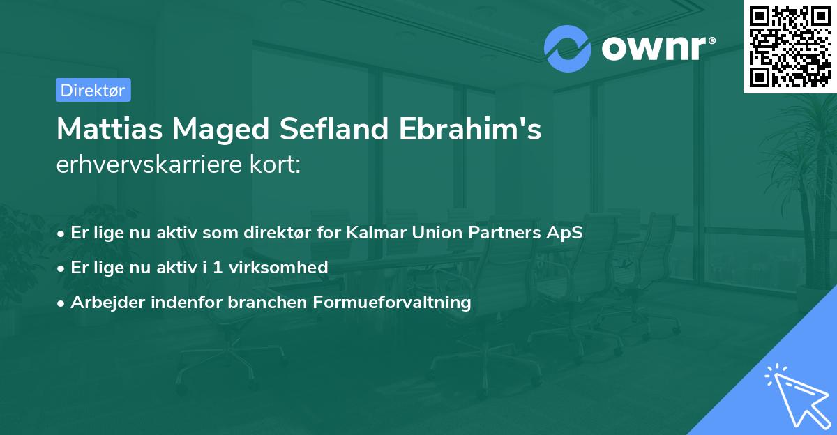 Mattias Maged Sefland Ebrahim's erhvervskarriere kort