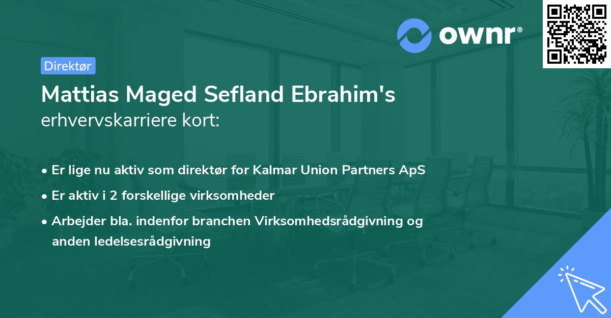 Mattias Maged Sefland Ebrahim's erhvervskarriere kort