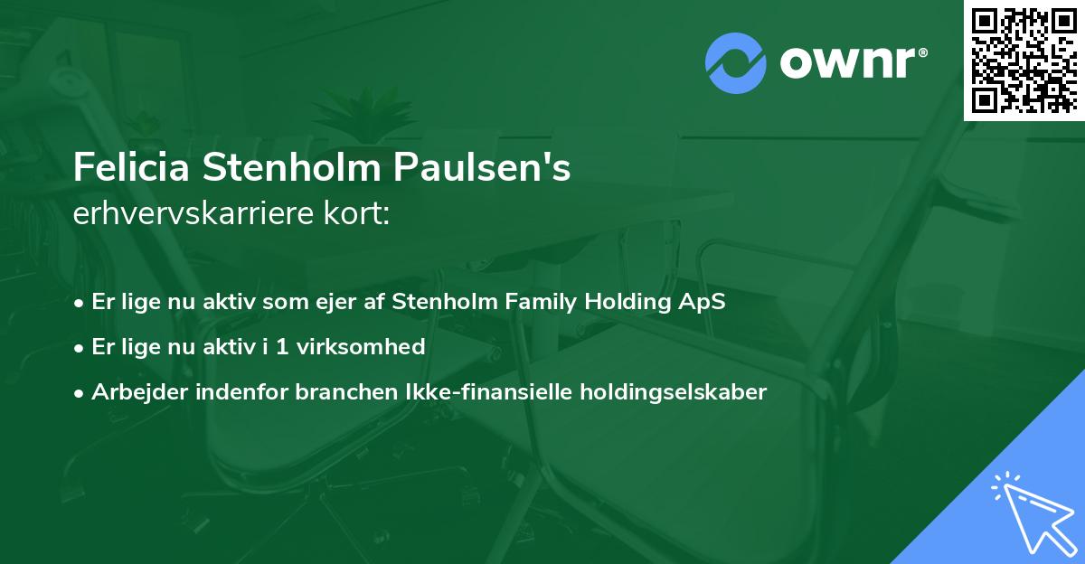 Felicia Stenholm Paulsen's erhvervskarriere kort
