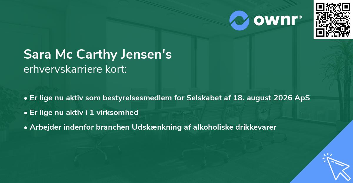 Sara Mc Carthy Jensen's erhvervskarriere kort