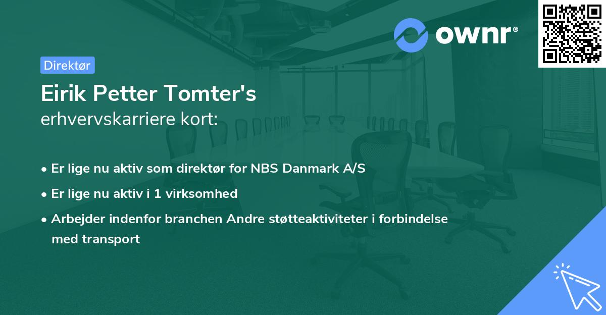 Eirik Petter Tomter's erhvervskarriere kort