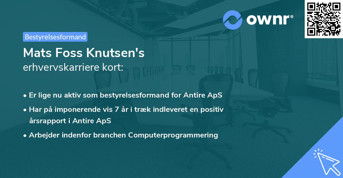 Mats Foss Knutsen's erhvervskarriere kort