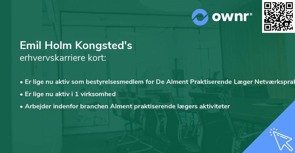 Emil Holm Kongsted's erhvervskarriere kort