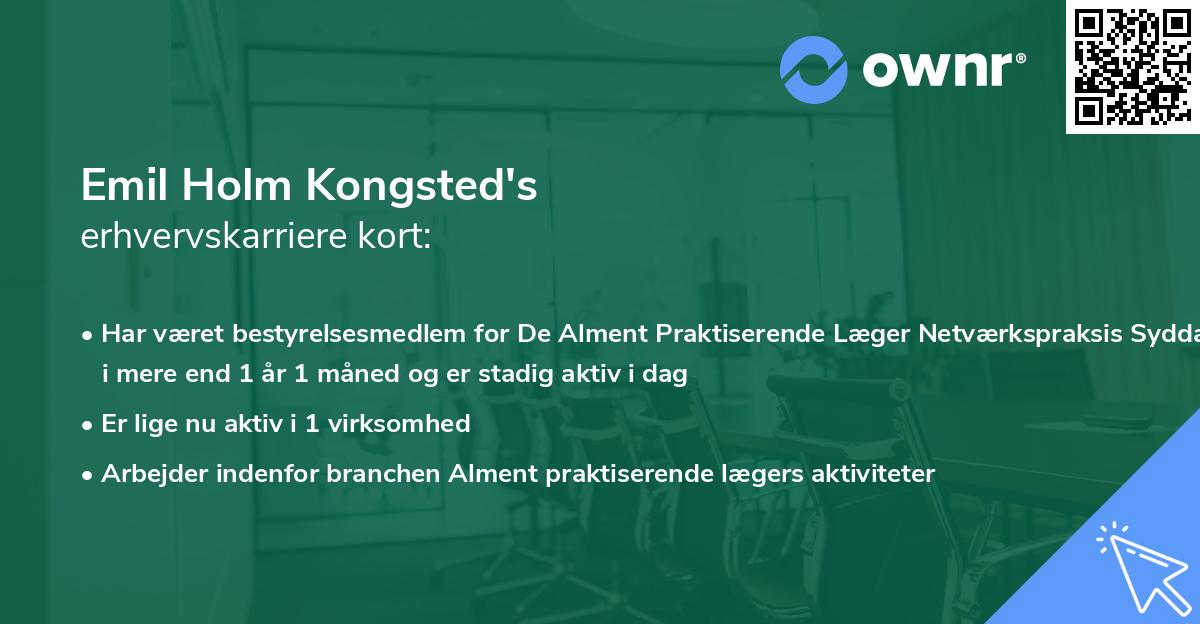 Emil Holm Kongsted's erhvervskarriere kort