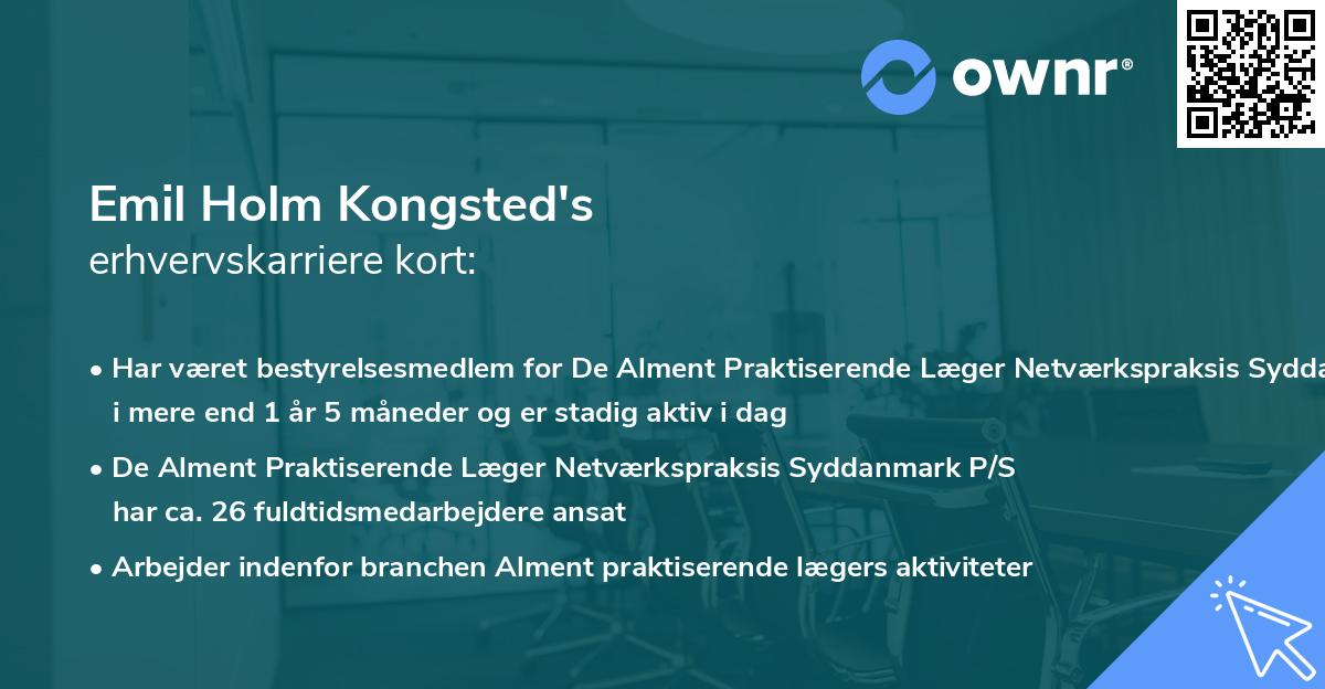 Emil Holm Kongsted's erhvervskarriere kort