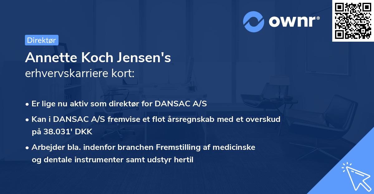 Annette Koch Jensen's erhvervskarriere kort