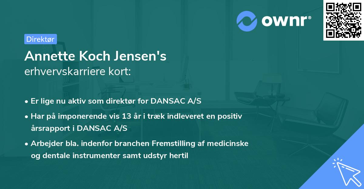 Annette Koch Jensen's erhvervskarriere kort