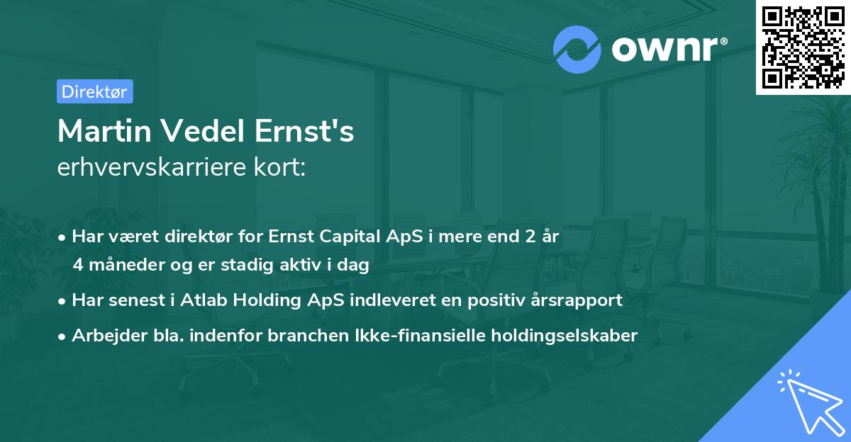 Martin Vedel Ernst's erhvervskarriere kort