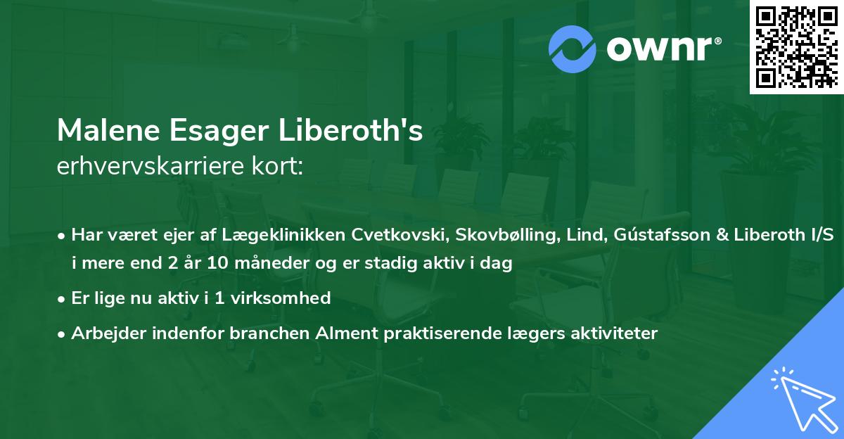 Malene Esager Liberoth's erhvervskarriere kort