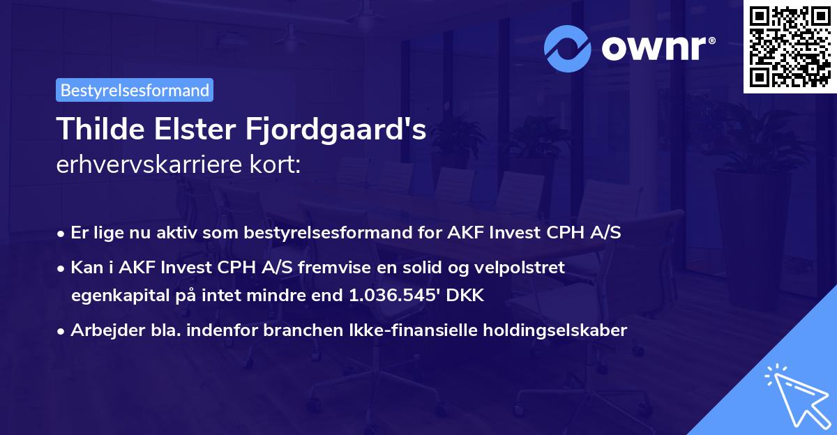 Thilde Elster Fjordgaard's erhvervskarriere kort