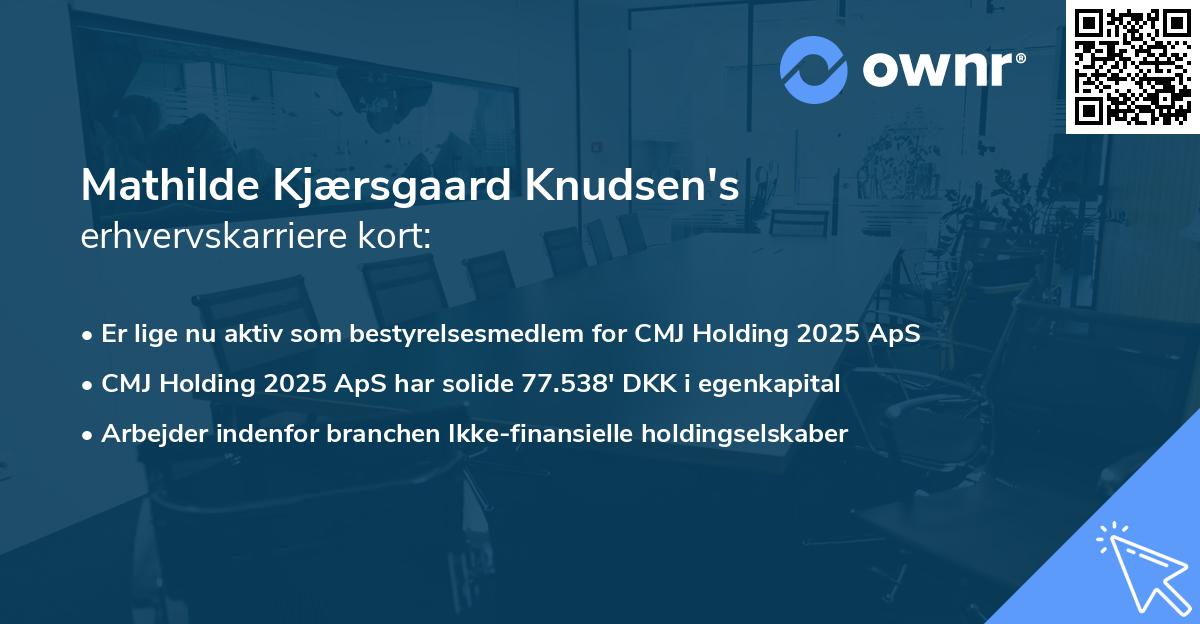 Mathilde Kjærsgaard Knudsen's erhvervskarriere kort