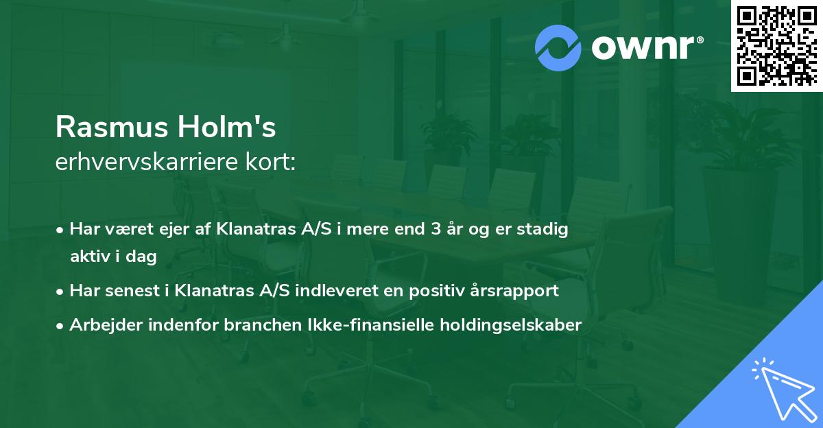 Rasmus Holm's erhvervskarriere kort