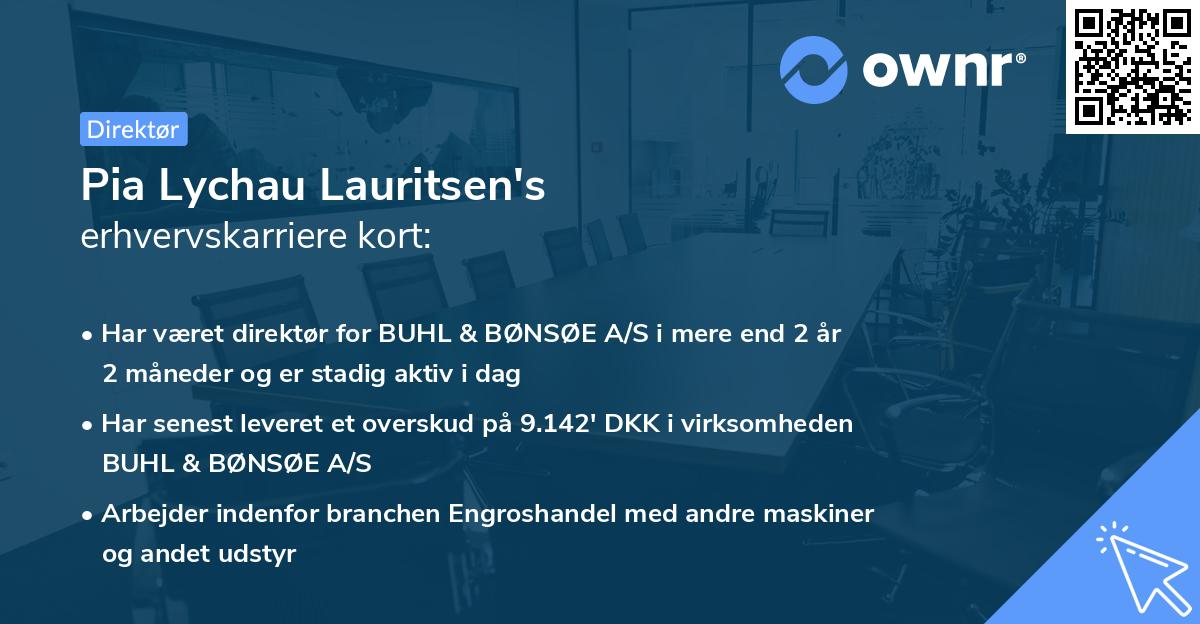 Pia Lychau Lauritsen's erhvervskarriere kort