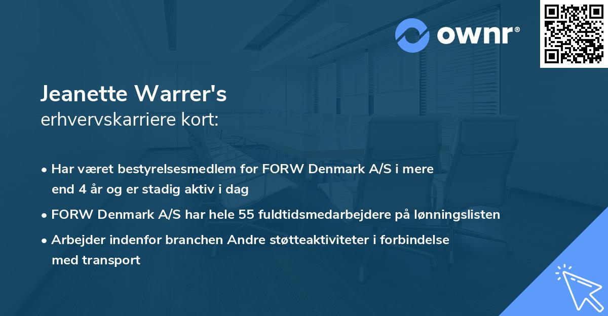 Jeanette Warrer's erhvervskarriere kort