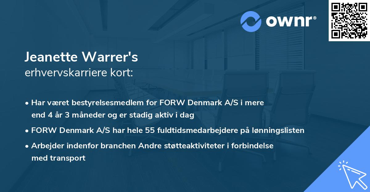 Jeanette Warrer's erhvervskarriere kort