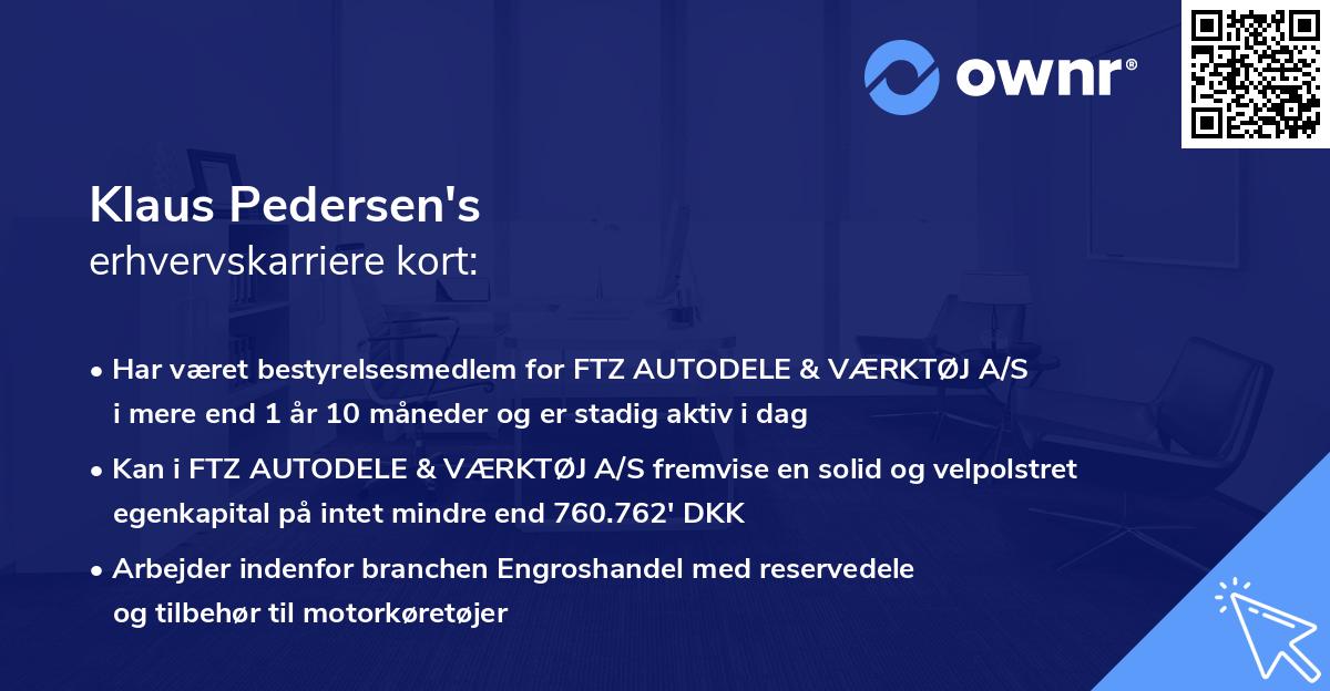 Klaus Pedersen's erhvervskarriere kort