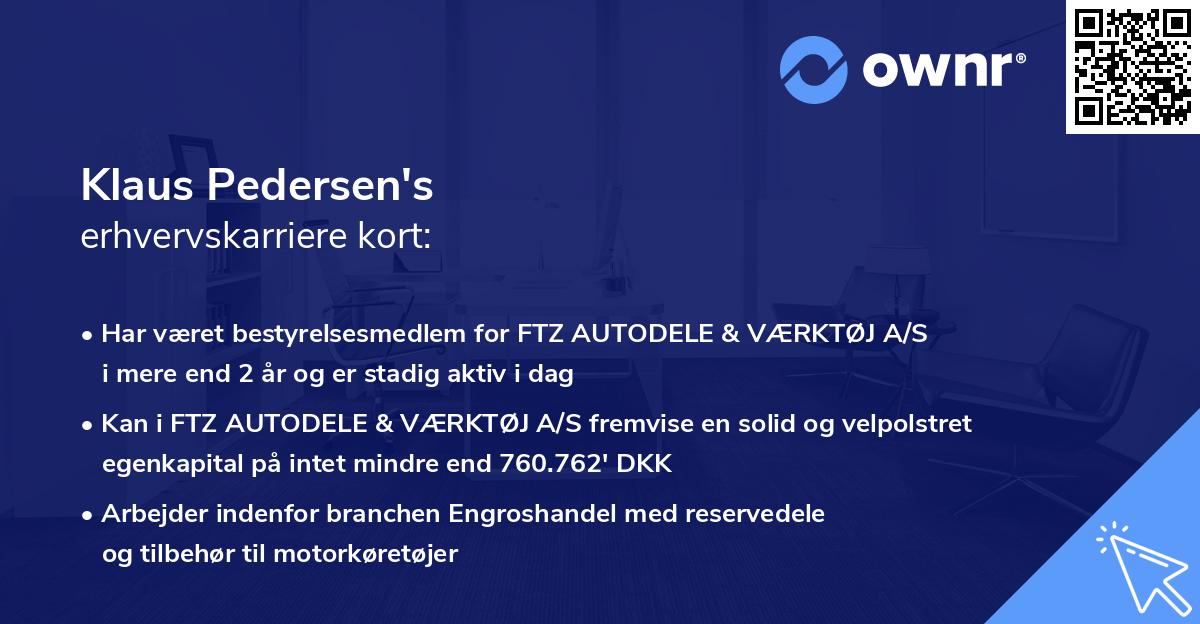 Klaus Pedersen's erhvervskarriere kort