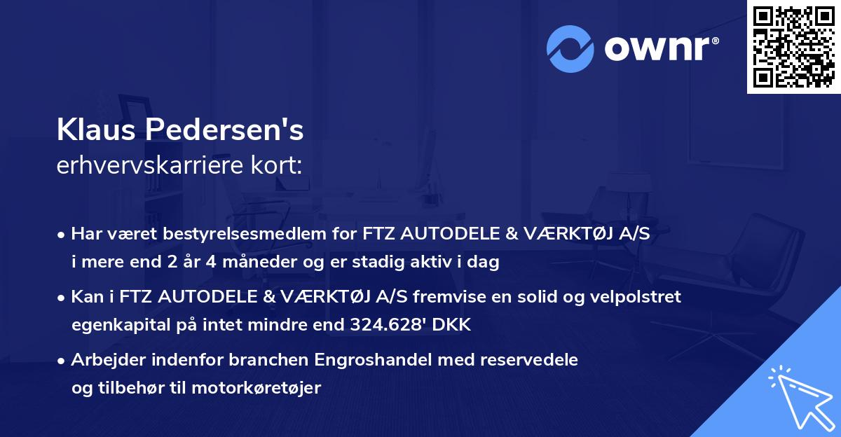 Klaus Pedersen's erhvervskarriere kort