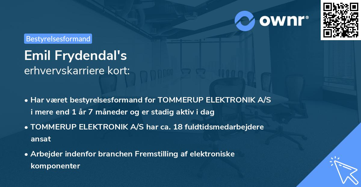 Emil Frydendal's erhvervskarriere kort