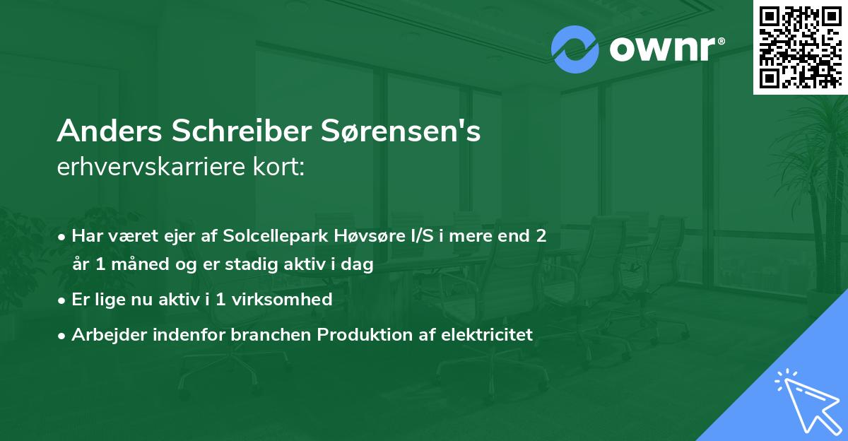 Anders Schreiber Sørensen's erhvervskarriere kort