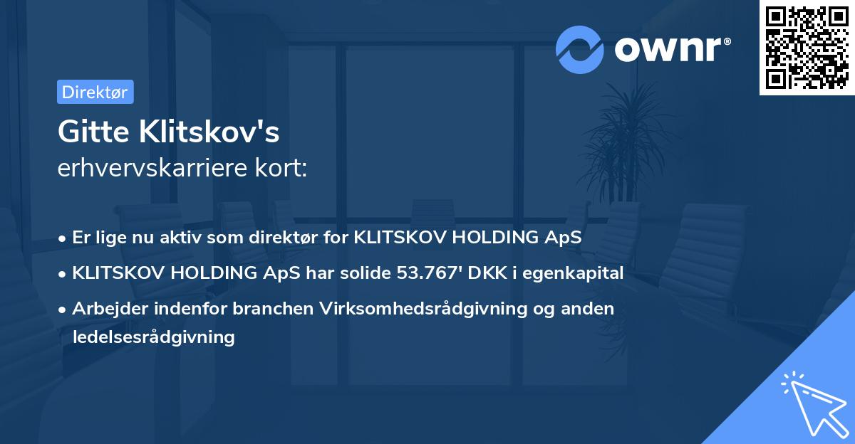 Gitte Klitskov's erhvervskarriere kort