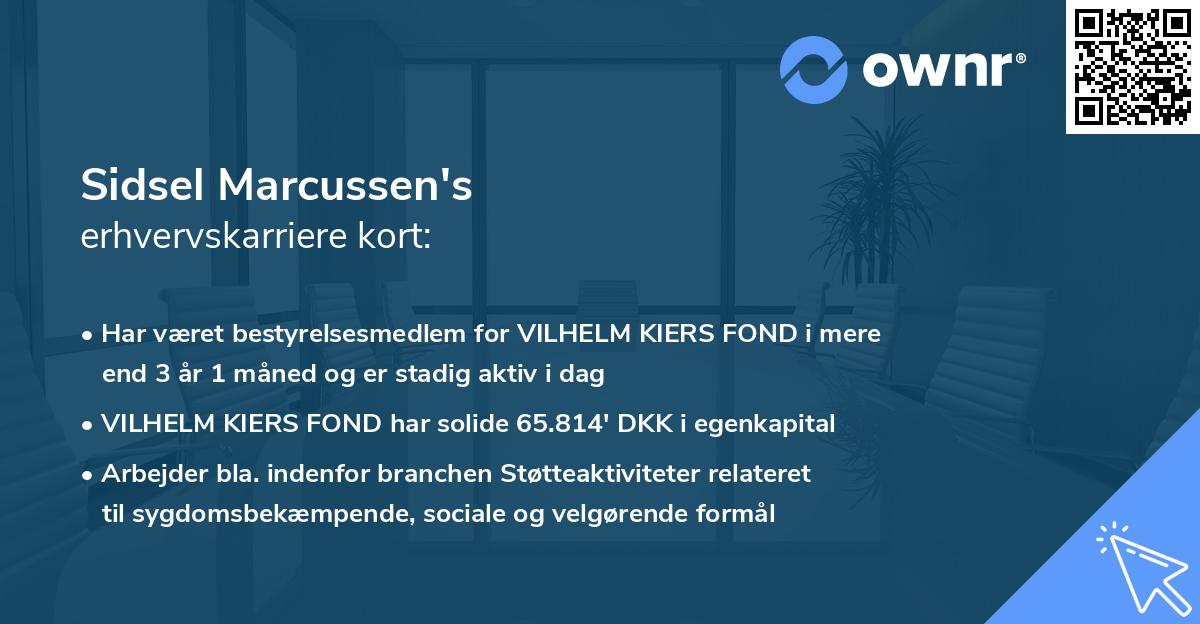 Sidsel Marcussen's erhvervskarriere kort
