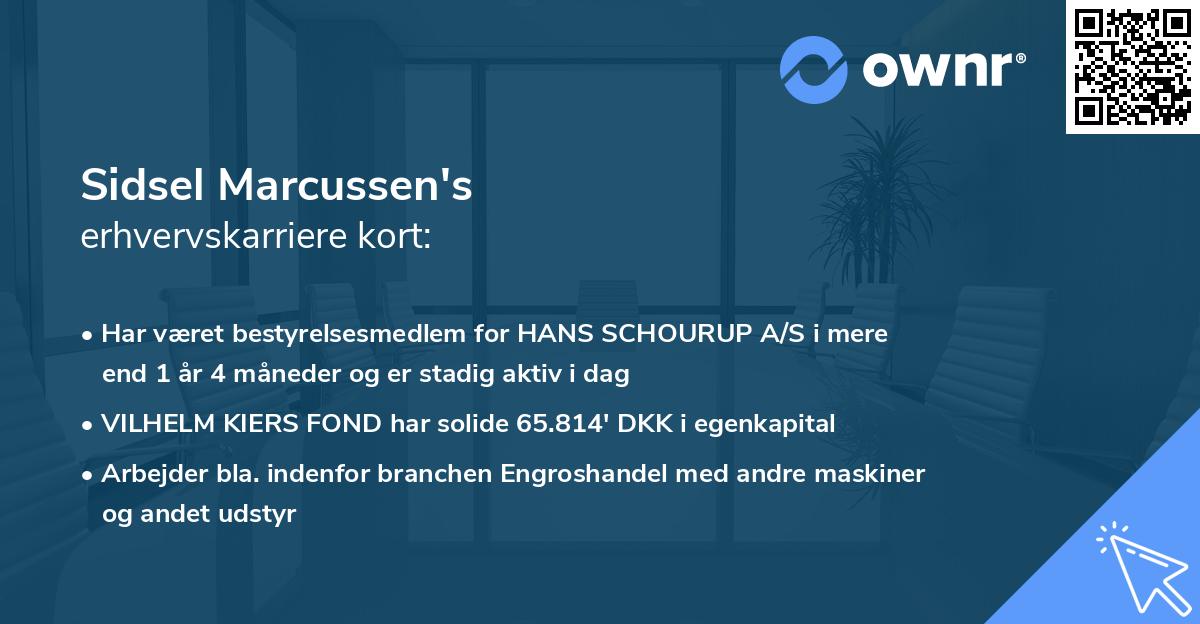 Sidsel Marcussen's erhvervskarriere kort