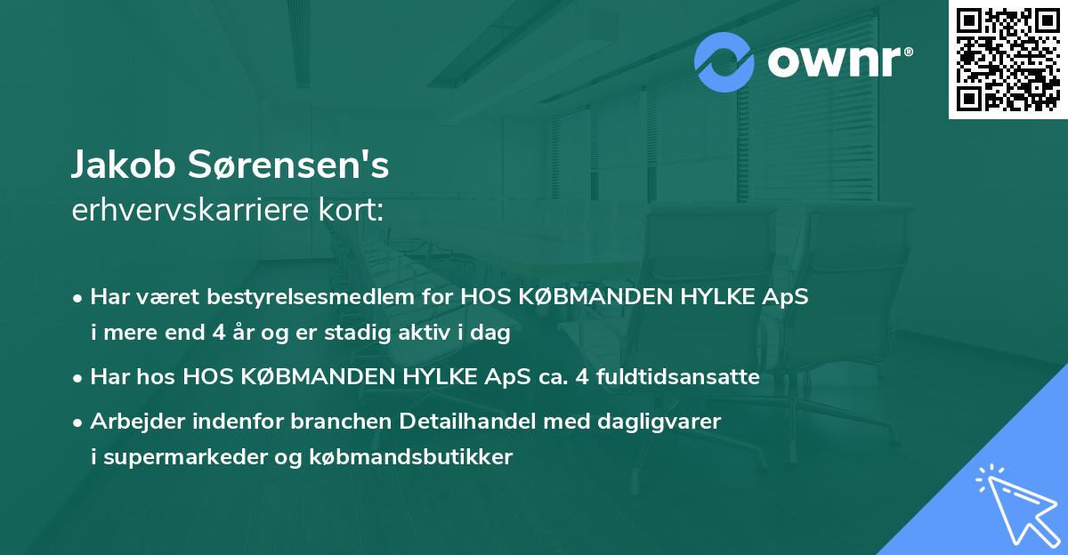 Jakob Sørensen's erhvervskarriere kort