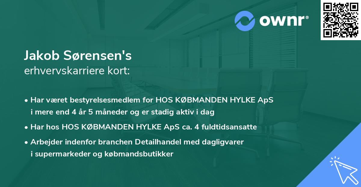 Jakob Sørensen's erhvervskarriere kort