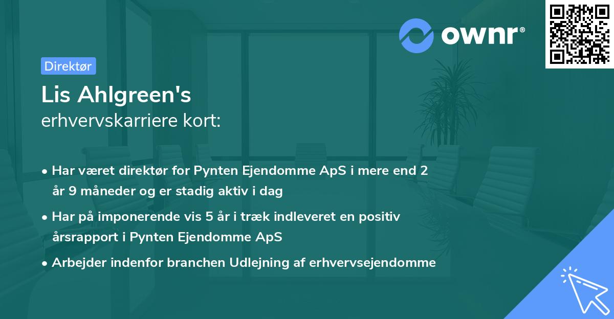 Lis Ahlgreen's erhvervskarriere kort