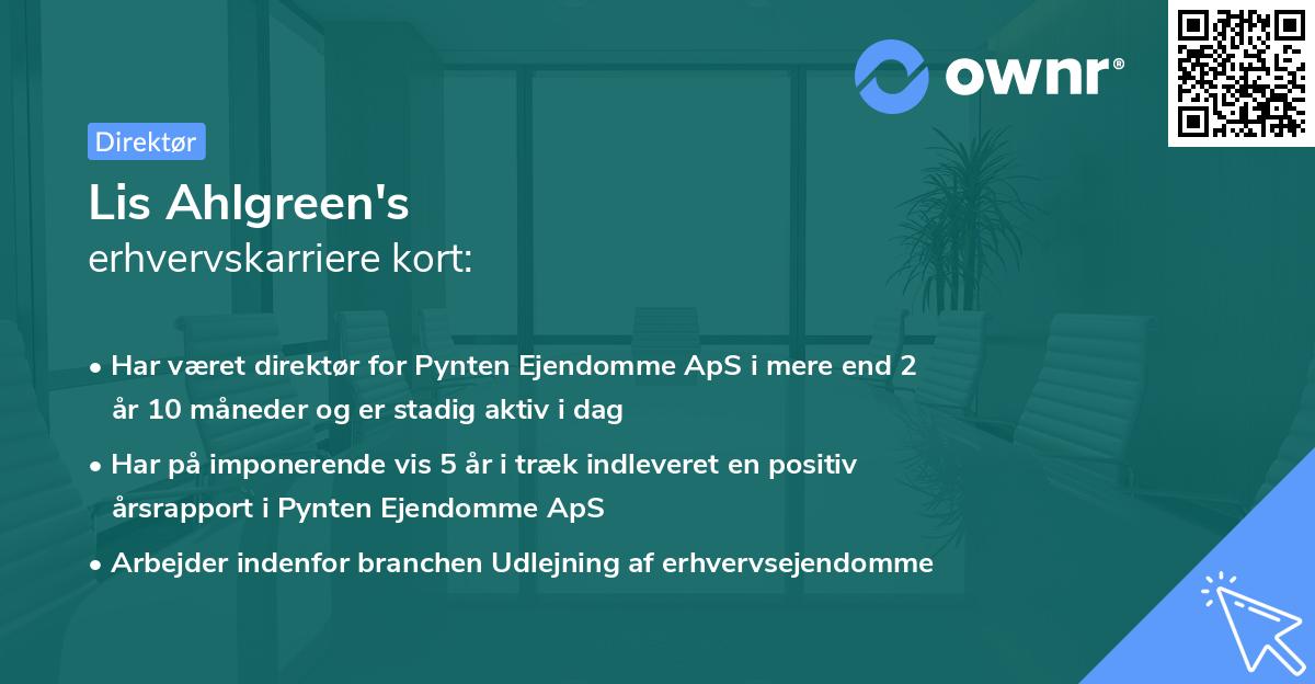 Lis Ahlgreen's erhvervskarriere kort