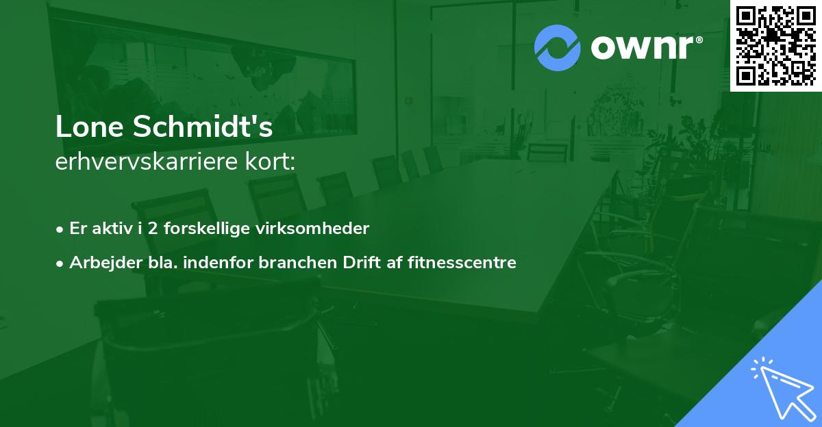 Lone Schmidt's erhvervskarriere kort