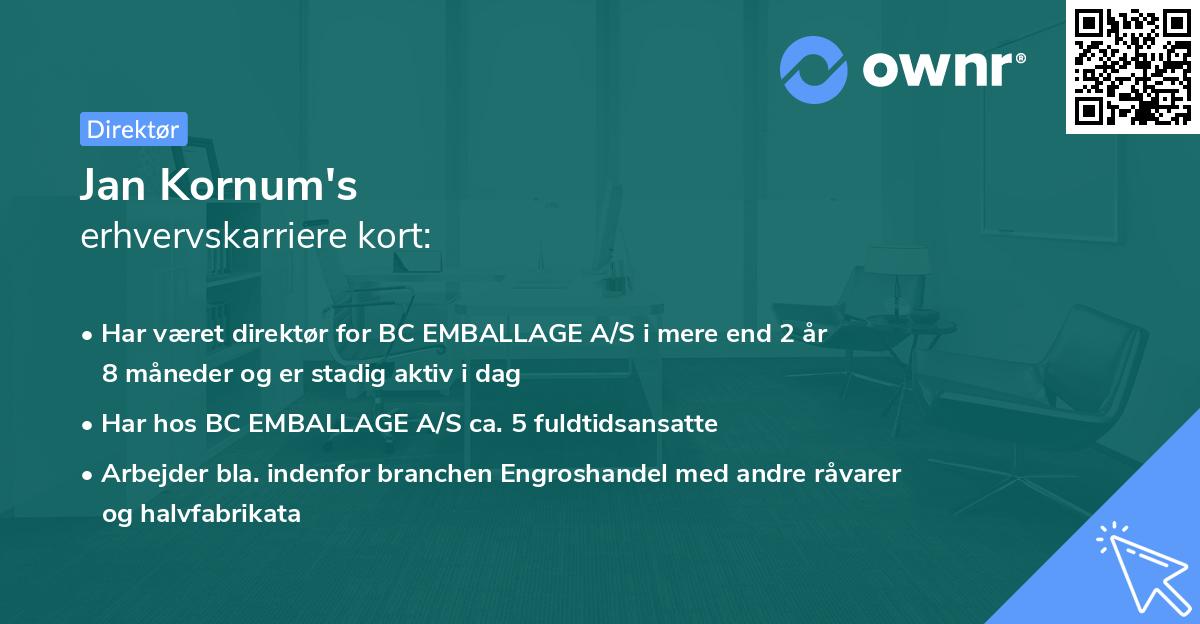 Jan Kornum's erhvervskarriere kort