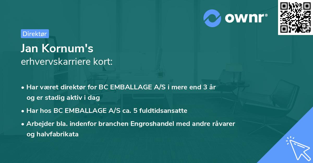 Jan Kornum's erhvervskarriere kort