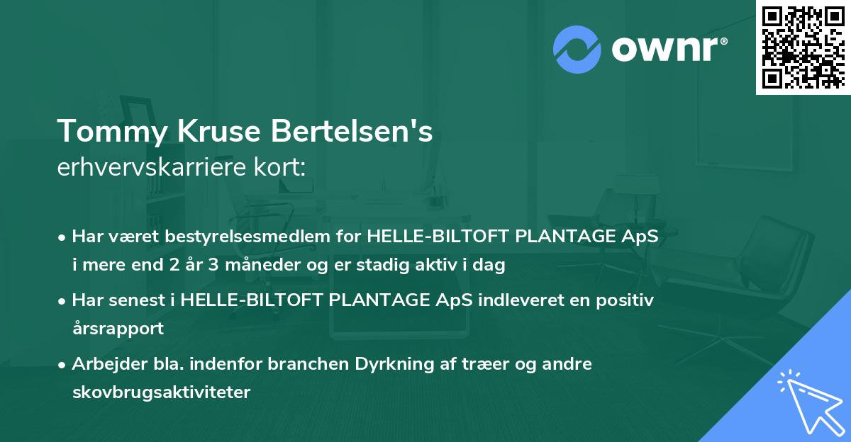 Tommy Kruse Bertelsen's erhvervskarriere kort
