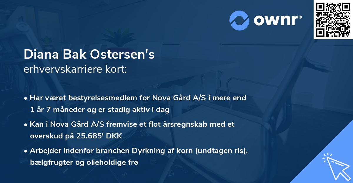 Diana Bak Ostersen's erhvervskarriere kort