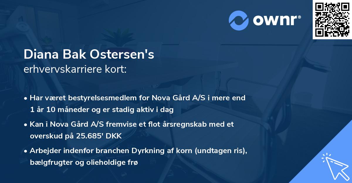 Diana Bak Ostersen's erhvervskarriere kort